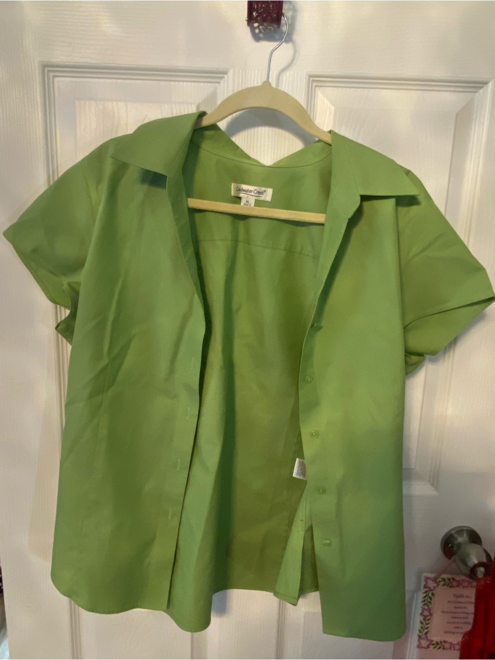 Coldwater Creek Lime Green Button Front Blouse